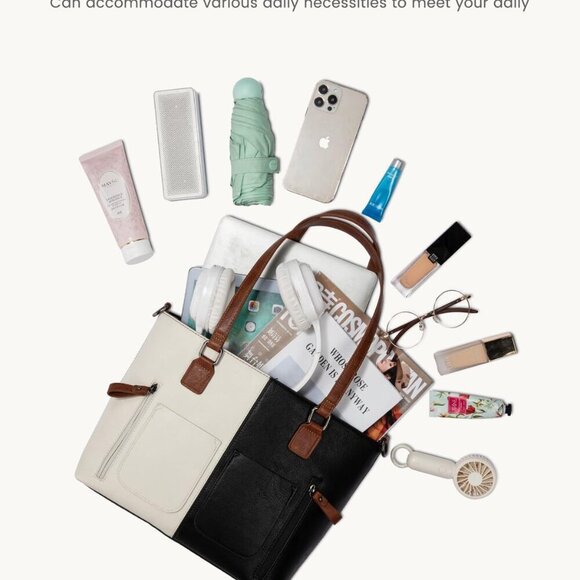 Purses Tote Bag for Women, Handbags Large Shoulder Bag, Leather Work Bags with M - Picture 6 of 9